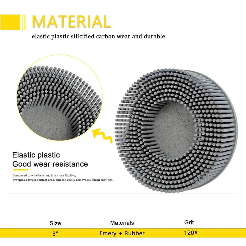 HIEMTE HIEMIE Tools 3 Inch Bristle Disc Grit 120# (White) with 3 Inch Shank Attachment Abrasive Coating Removal Disc for Metal - Image 3